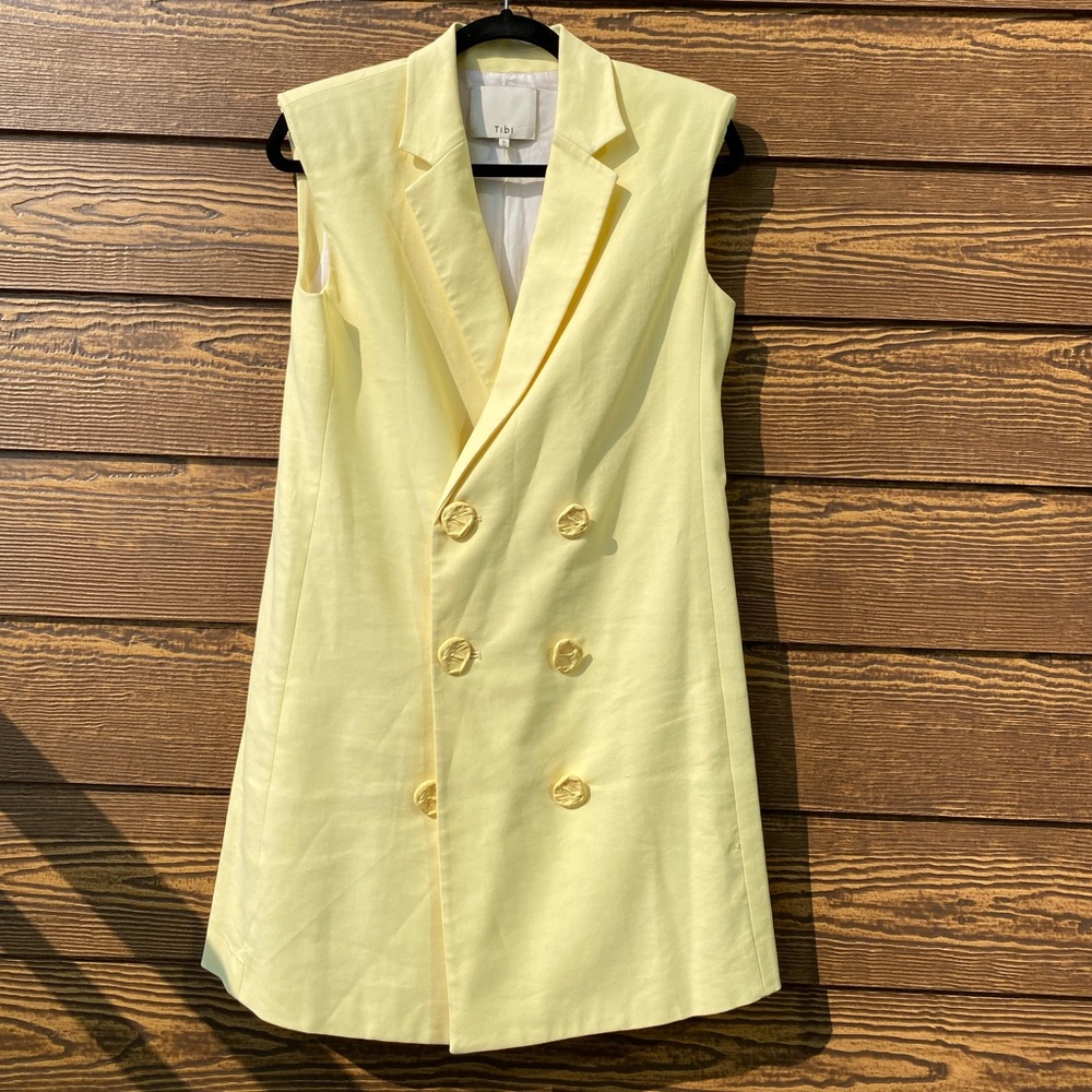 Tibi Linen Viscose Sleeveless Jacket Dress